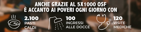 2000 pasti distribuiti, 90 ingressi alle docce 130 visite mediche